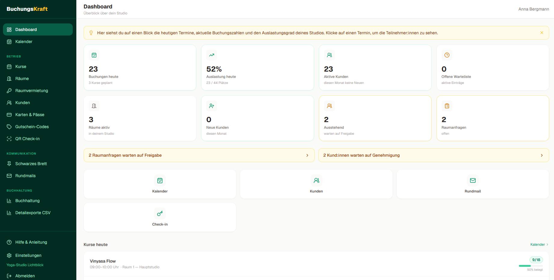 BuchungsKraft Dashboard